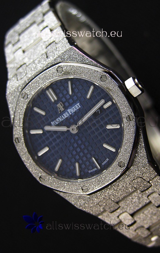 Audemars Piguet Royal Oak Frosted White Gold QUARTZ Watch Navy Blue 33MM - 1:1 Mirror Replica 