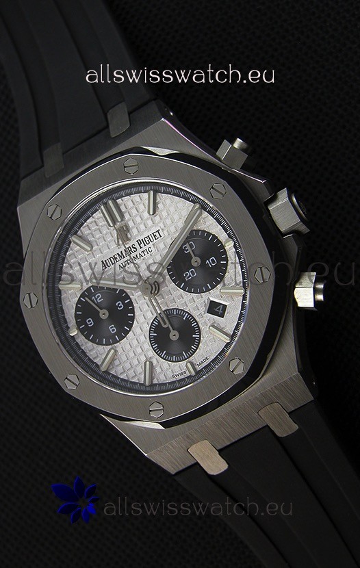 Audemars Piguet Royal Oak Chronograph White Dial Rubber Strap Swiss Replica Watch 