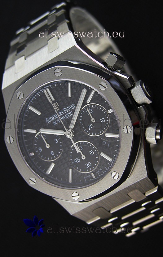 Audemars Piguet Royal Oak Chronograph Black Dial Steel Strap Swiss Replica Watch 