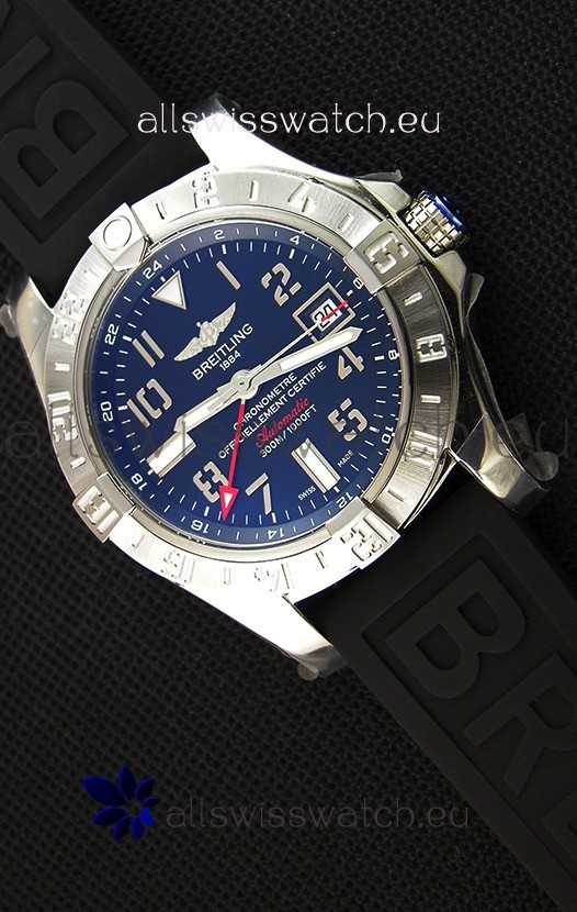 Breitling Avenger II GMT Swiss Replica Watch in Black Dial 1:1 Mirror Replica Version