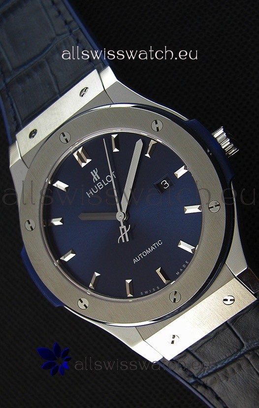Hublot Classic Fusion Blue Titanium Swiss Replica Watch - 1:1 Mirror Replica