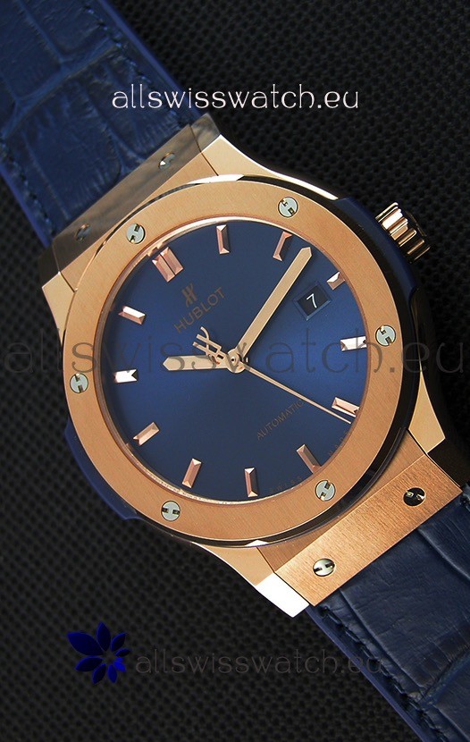 Hublot Classic Fusion Blue King Gold Swiss Replica Watch - 1:1 Mirror Replica