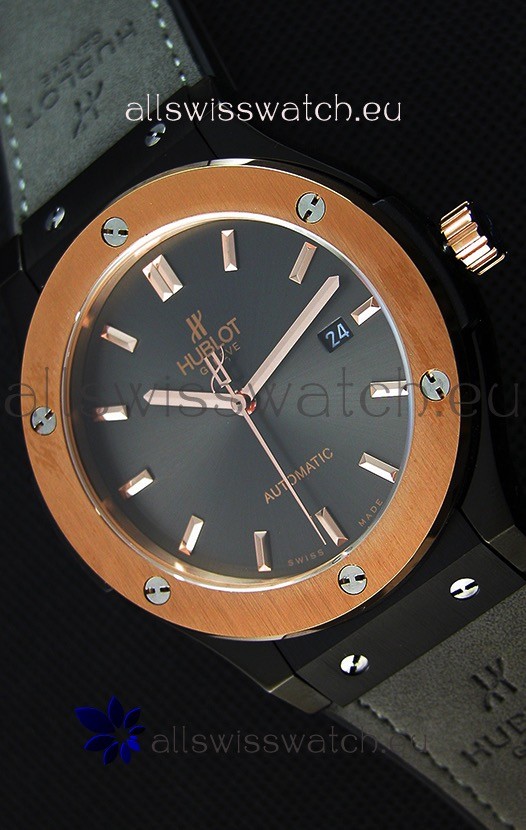 Hublot Classic Fusion Ceramic King Gold Grey Dial Swiss Replica Watch - 1:1 Mirror Replica