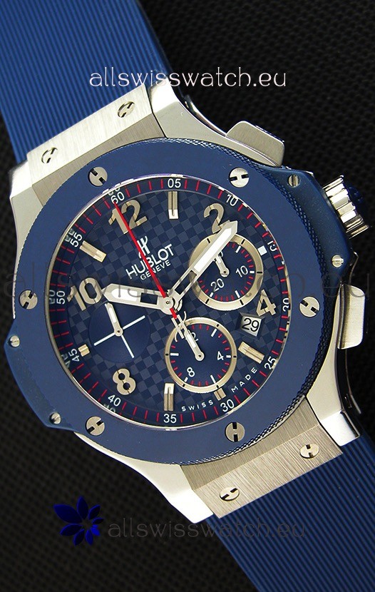 Hublot Big Bang Blue Steel Carbon Dial Swiss Replica Watch 1:1 Mirror Replica