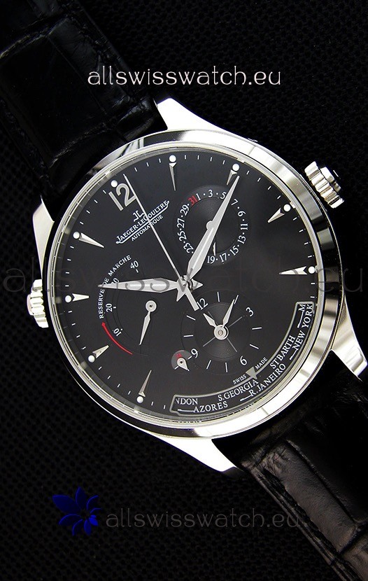 Jaeger LeCoultre Master Geographic Power Reserve Steel Case Swiss Replica Watch 