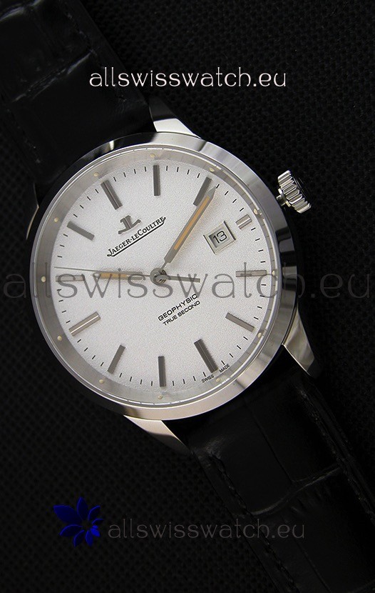 Jaeger LeCoultre Geophysic True Second Steel Case Watch White Dial 