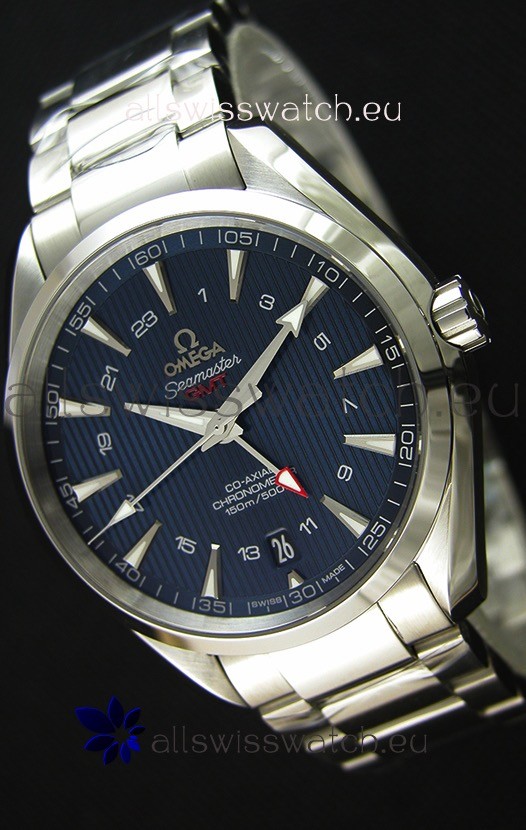 Omega Seamaster Aqua Terra GMT 150M 43MM 1:1 Mirror Replica Watch Blue Dial