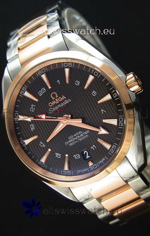 Omega Seamaster Aqua Terra GMT 150M 43MM 1:1 Mirror Replica Watch Two Tone Case