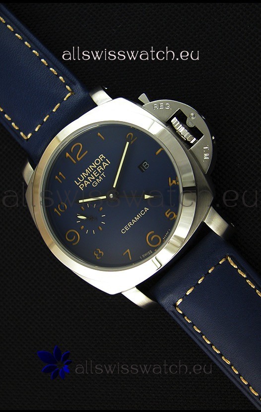 Panerai Luminor Marina GMT Ceramica Stainless Steel Japanese Replica Watch 