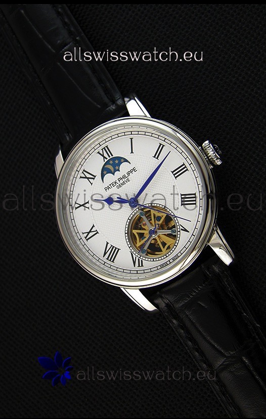 Patek Philippe Japanese MoonPhase Tourbillon Replica Watch White Dial
