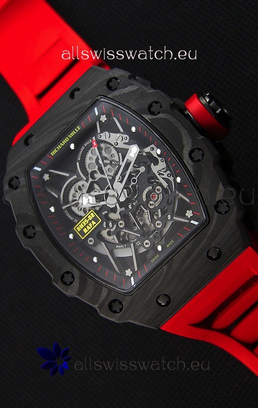 Richard Mille RM35-2 Rafael Nadal Forged Carbon Case with Red Rubber Strap