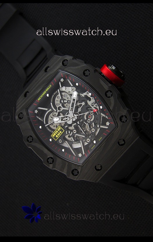 Richard Mille RM35-2 Rafael Nadal Forged Carbon Case with Black Rubber Strap