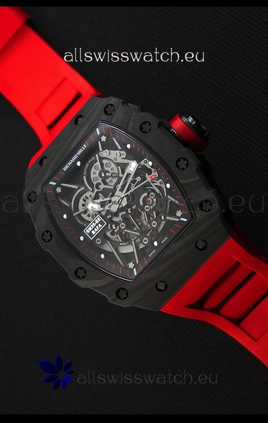 Richard Mille RM35-2 Rafael Nadal Forged Carbon Case with Red Strap