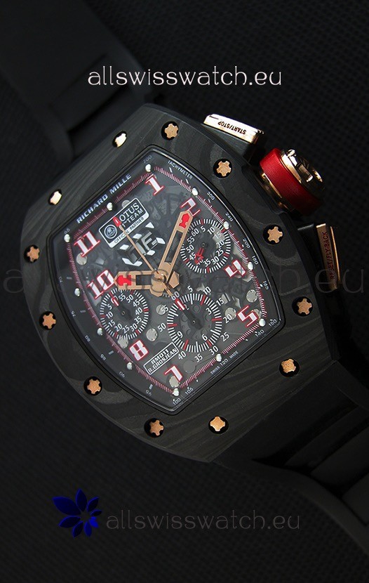 Richard Mille RM011 Romain Grosjean Lotus F1 Edition Forged Carbon Case Swiss Watch 