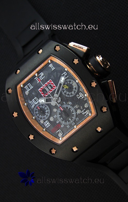Richard Mille RM011-FM Felipe Massa Black Ceramic Case Watch in Black Strap