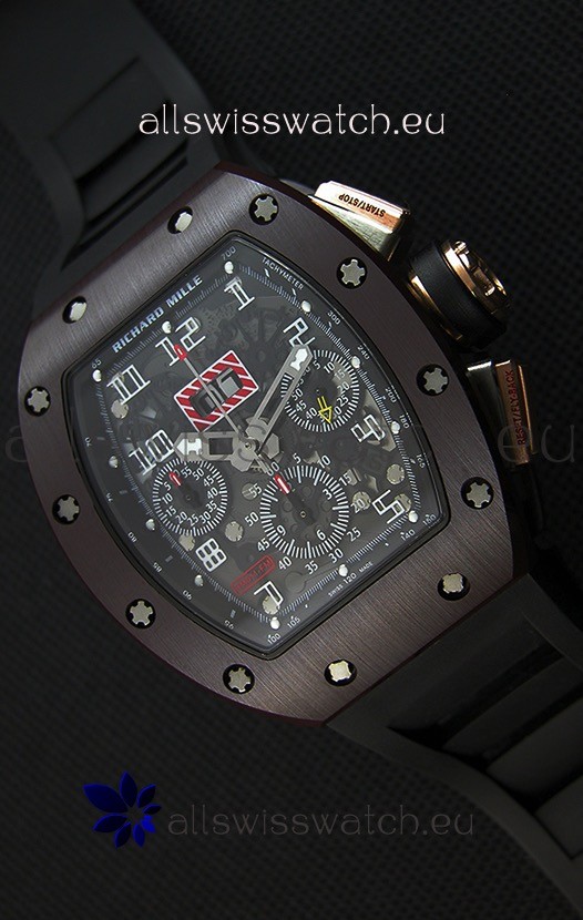 Richard Mille RM011-FM Felipe Massa One Piece Ceramic Case Watch in Black Strap