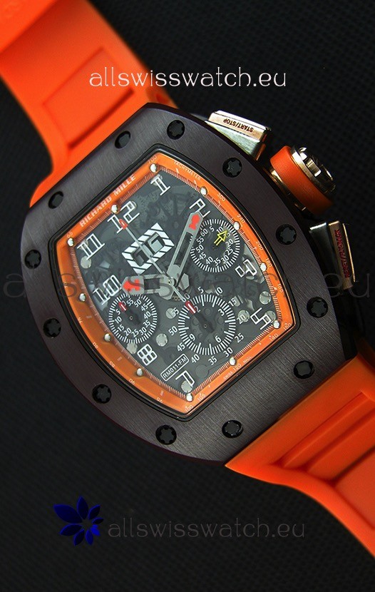 Richard Mille RM011-FM Felipe Massa One Piece Ceramic Case Watch in Orange Strap