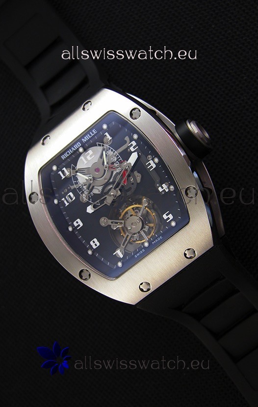 Richard Mille RM001 Evolution Tourbillon Swiss Replica Watch with Brushed Steel Case