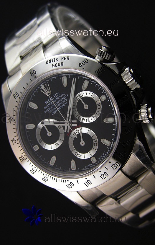 Rolex Cosmograph Daytona 116520 Black Dial Original Cal.4130 Movement - Ultimate 904L Steel Watch 