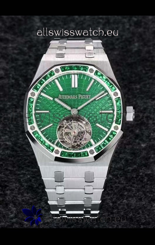 Audemars Piguet Royal Oak Flying Tourbillon 41mm Green Dial in 904L Casing - Green Tapisserie Dial