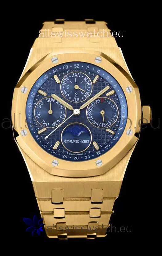 Audemars Piguet Royal Oak Perpetual Calendar Swiss Replica 904L Steel in Yellow Gold Casing