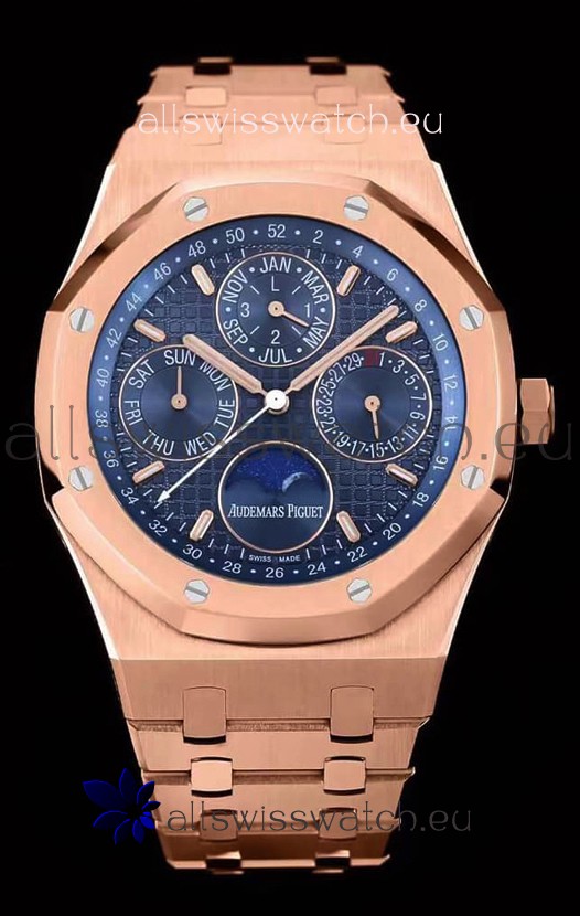 Audemars Piguet Royal Oak Perpetual Calendar Swiss Replica 904L Steel in Rose Gold Casing