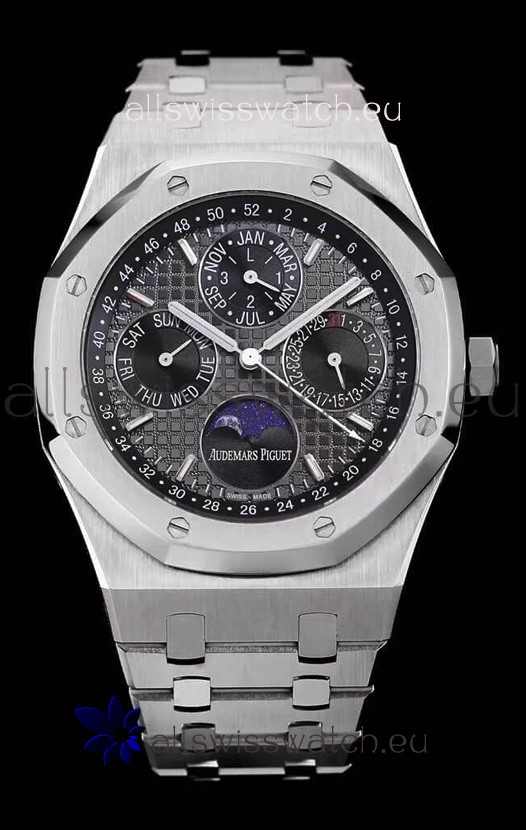 Audemars Piguet Royal Oak Perpetual Calendar Swiss Replica Steel Casing Watch in Grey Dial