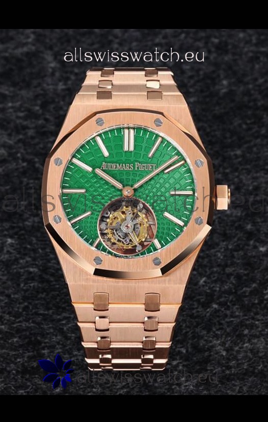 Audemars Piguet Royal Oak Flying Tourbillon 41mm in 904L Rose Gold with Green Dial