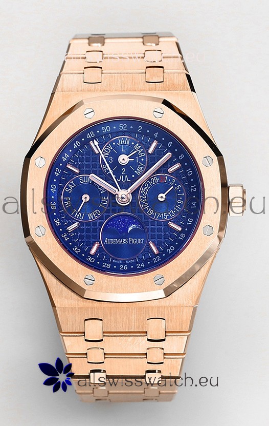 Audemars Piguet Royal Oak Perpetual Calendar Swiss Replica 904L Steel in Rose Gold Casing