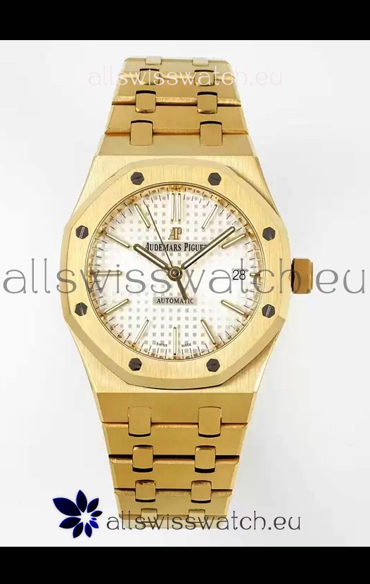 Audemars Piguet Royal Oak 37MM White Dial Yellow Gold Watch in 3120 Movement - 1:1 Mirror Replica