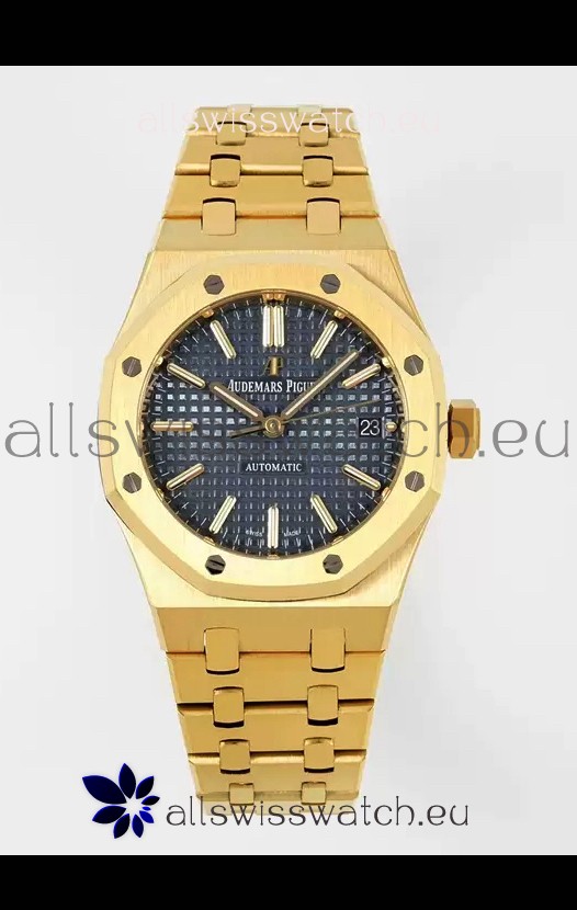 Audemars Piguet Royal Oak 37MM Blue Dial Yellow Gold Watch in 3120 Movement - 1:1 Mirror Replica