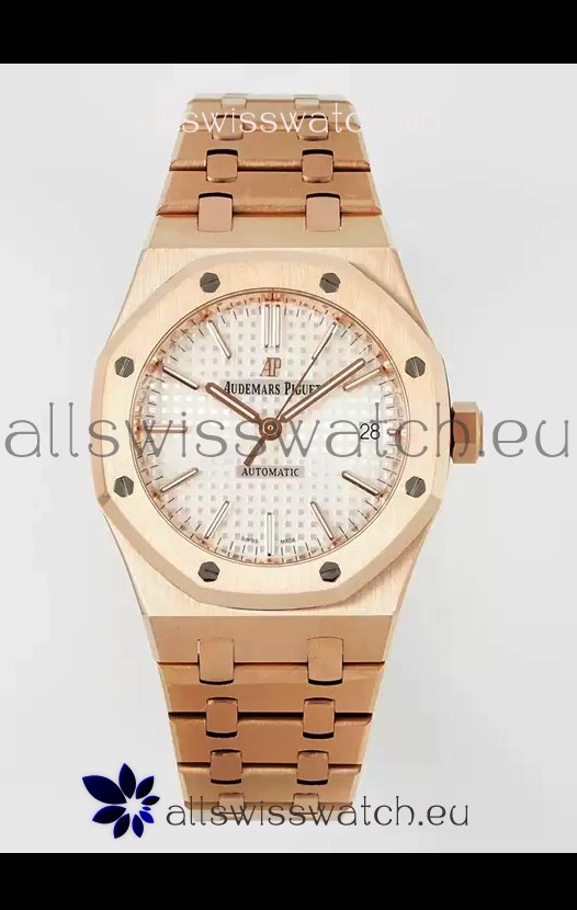 Audemars Piguet Royal Oak 37MM White Dial Rose Gold Watch in 3120 Movement - 1:1 Mirror Replica