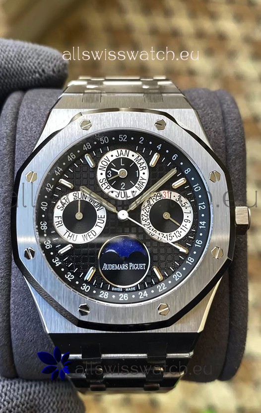 Audemars Piguet Royal Oak Perpetual Calendar Swiss Replica 904L Steel in Black Dial 