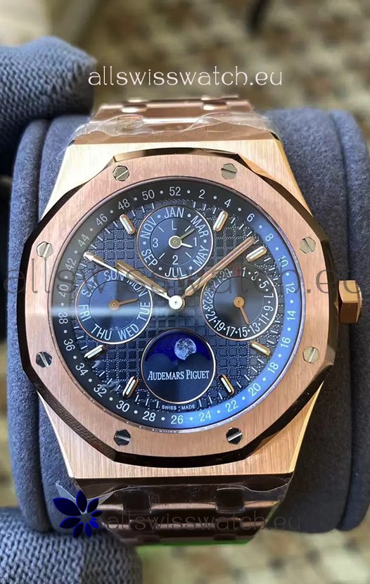 Audemars Piguet Royal Oak Perpetual Calendar Swiss Replica 904L Steel in Rose Gold Casing