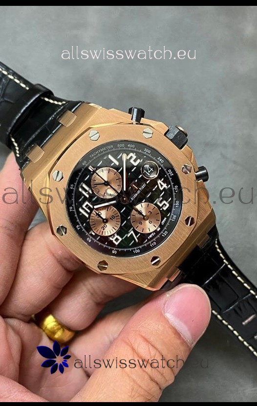 Audemars Piguet Royal Oak Offshore Black Dial Chronograph 1:1 Mirror Replica Watch - 904L Steel