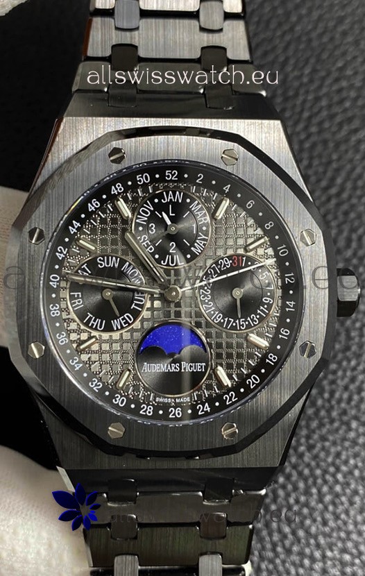 Audemars Piguet Royal Oak Perpetual Calendar Swiss Replica Black PVD Casing in Black Dial 