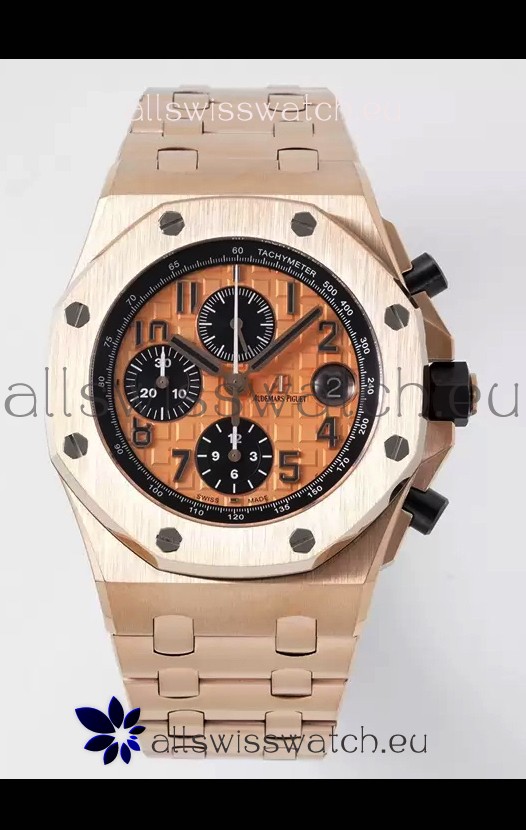 Audemars Piguet Royal Oak Offshore Champange Dial Chronograph 1:1 Mirror Replica Watch - Rose Gold 