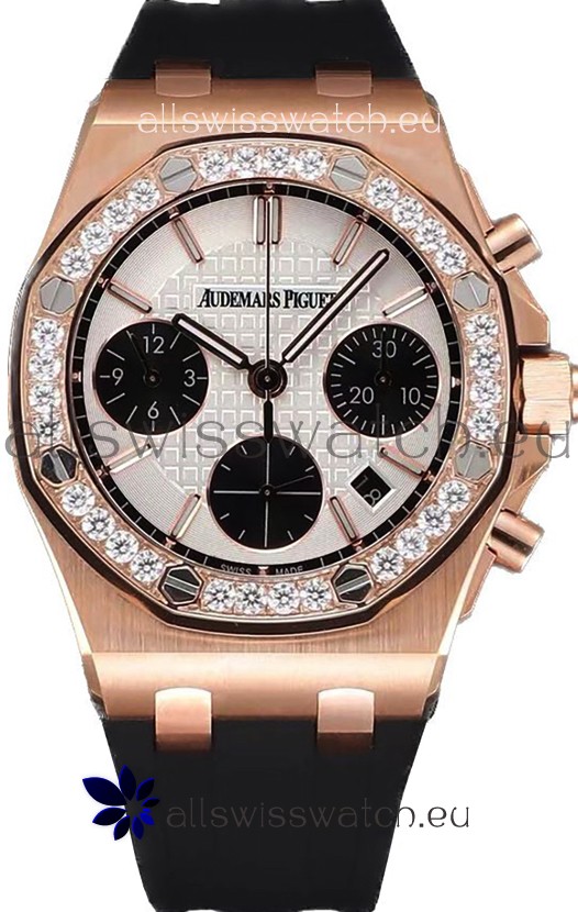 Audemars Piguet Royal Oak Offshore Rose Gold White Dial Chronograph 37MM - Swiss Replica Watch 