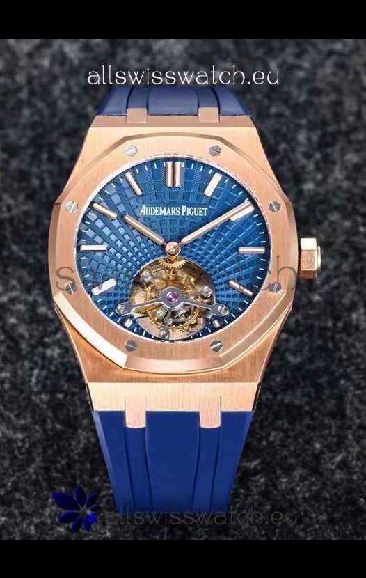 Audemars Piguet Royal Oak Tourbillon 41mm in 904L Rose Gold Case Rubber Strap 1:1 Ultimate Replica