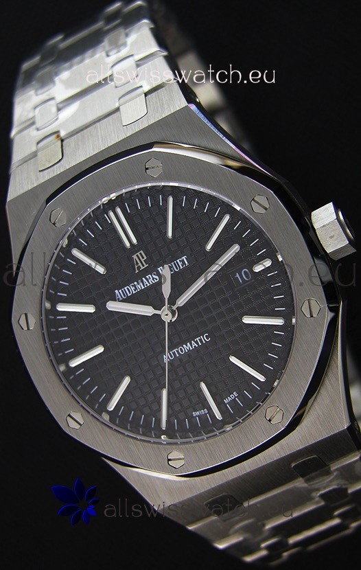 Audemars Piguet Royal Oak 41MM Black Dial Steel Strap - 1:1 Mirror Ultimate Edition