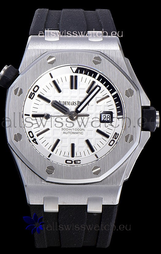 Audemars Piguet Royal Oak Diver Swiss Replica Watch White Dial 1:1 Quality 3120 Movement 904L Steel 