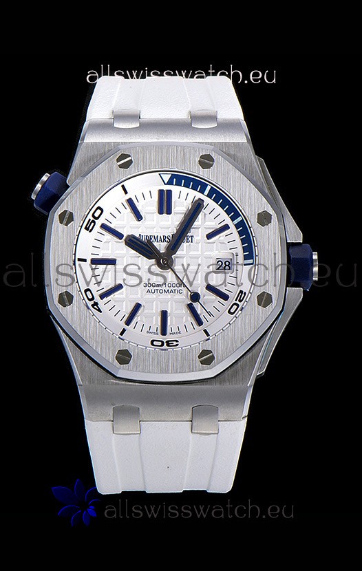 Audemars Piguet Royal Oak Diver Swiss Replica Watch White Dial 1:1 Quality 3120 Movement 904L Steel 