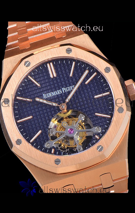 Audemars Piguet Royal Oak Tourbillon 41mm Blue Dial in 904L Steel Rose Gold Casing