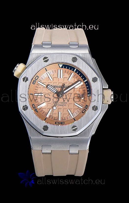 Audemars Piguet Royal Oak Diver Swiss Replica Light Pink Dial 1:1 Quality 3120 Movement 904L Steel 