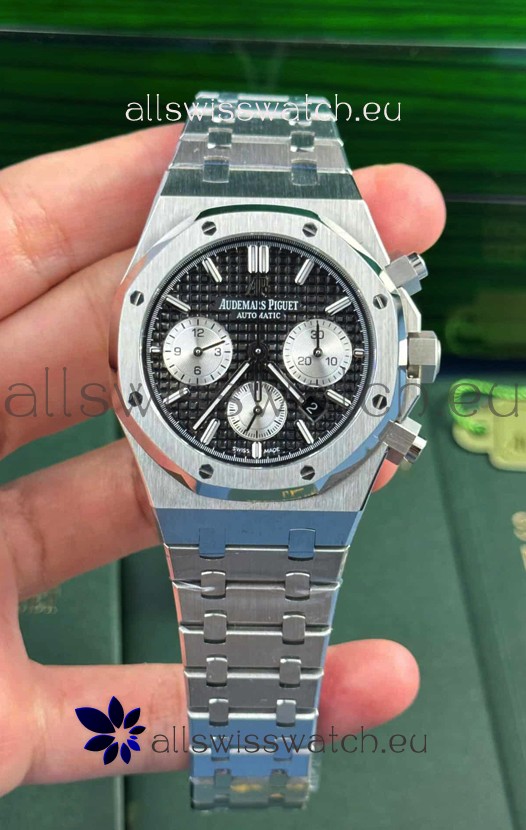 Audemars Piguet Royal Oak Chronograph Black Dial Steel Strap Swiss Replica Watch