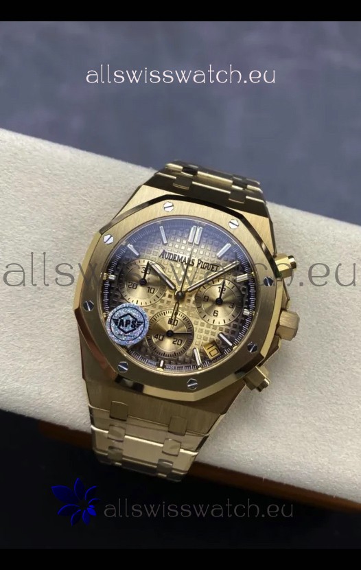 Audemars Piguet Royal Oak Super Clone - Rose Gold Casing Gold Dial in 41MM
