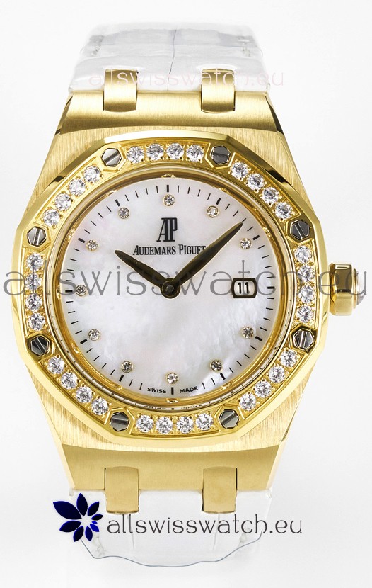 Audemars Piguet Royal Oak 33MM Rose Gold Quartz Rose Gold Pearl Dial Swiss Replica Watch