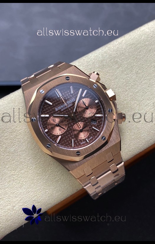 Audemars Piguet Royal Oak Super Clone - Rose Gold Casing Brown Dial in 41MM
