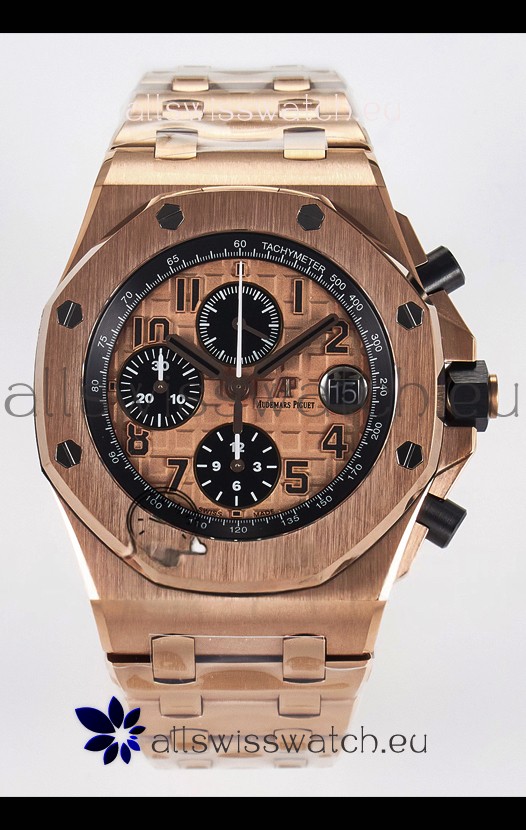 Audemars Piguet Royal Oak Offshore Rose Gold BRICK Dial 1:1 Super Clone Replica Watch - 904L Steel
