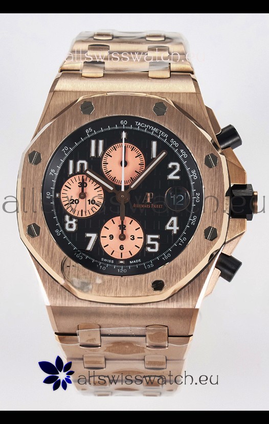 Audemars Piguet Royal Oak Offshore Rose Gold Half BRICK Dial 1:1 Super Clone Replica Watch - 904L Steel